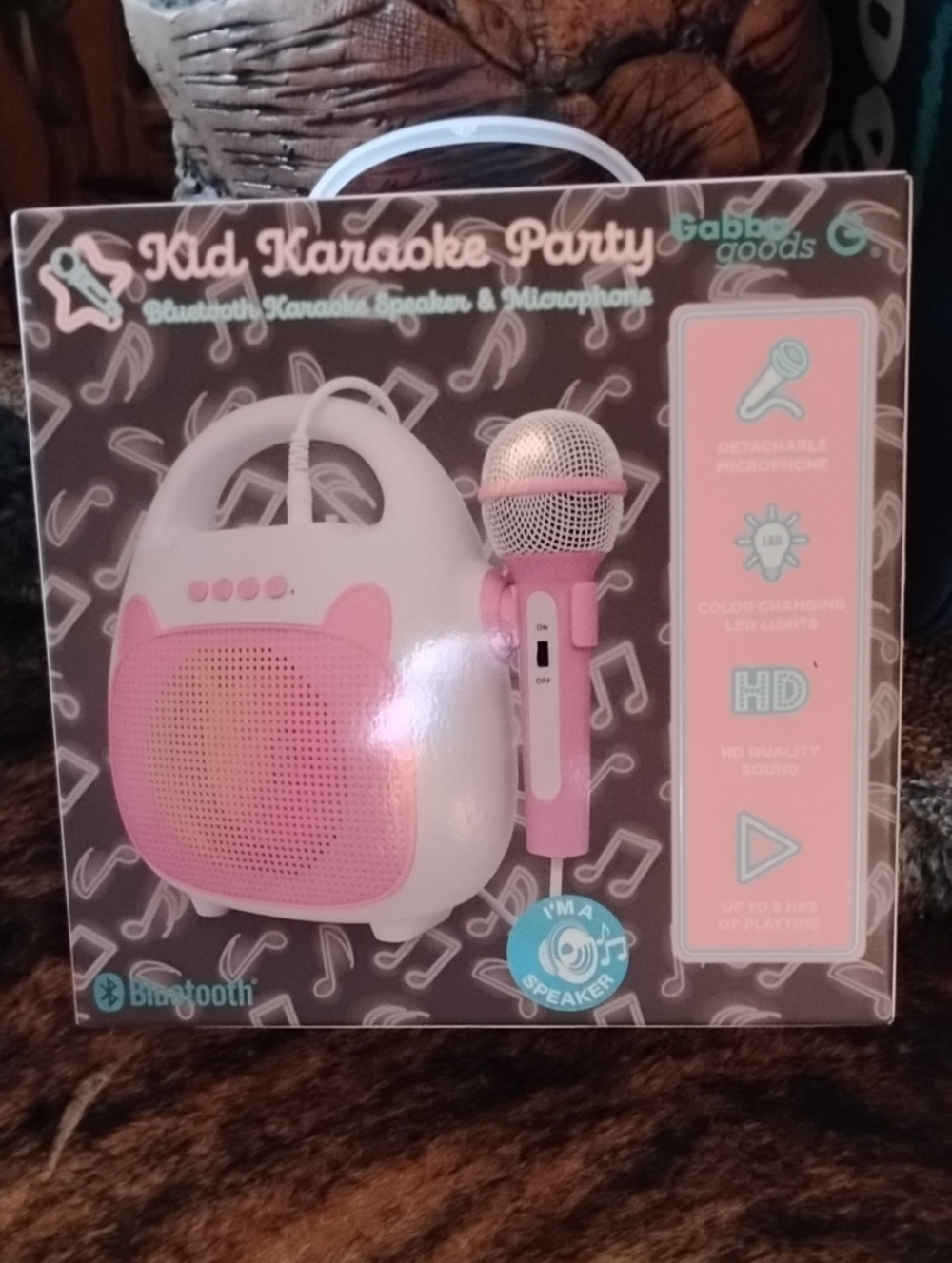 Kid Karaoke Party Bluetooth Speaker & Microphone - Pink White